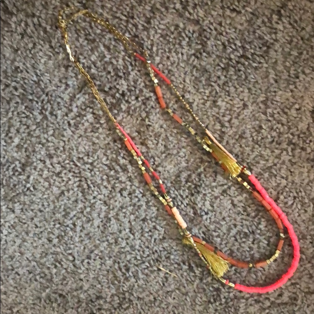 Fun Pink Tassel Necklace